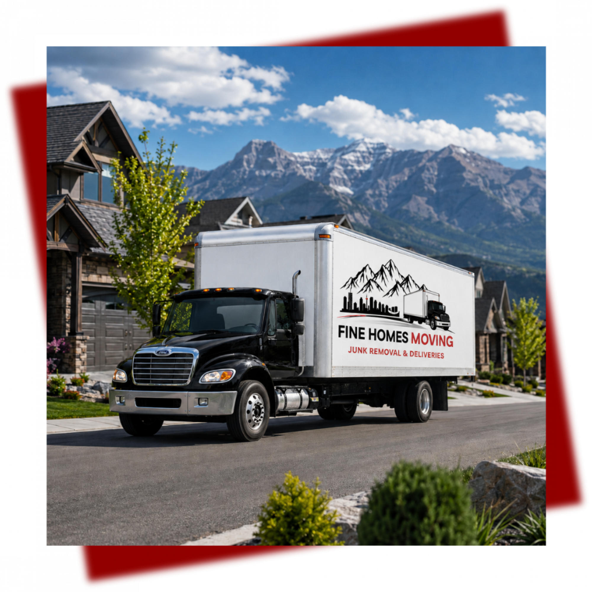 Mountain moving truck in a scenic neighborhood