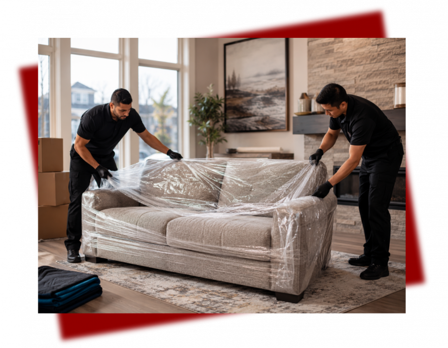 Moving the sofa into place
